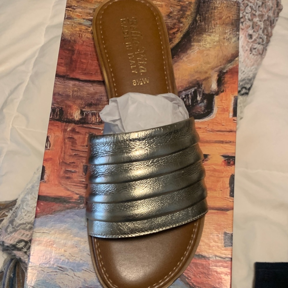Bella Vita Metallic Gold Slide Sandals